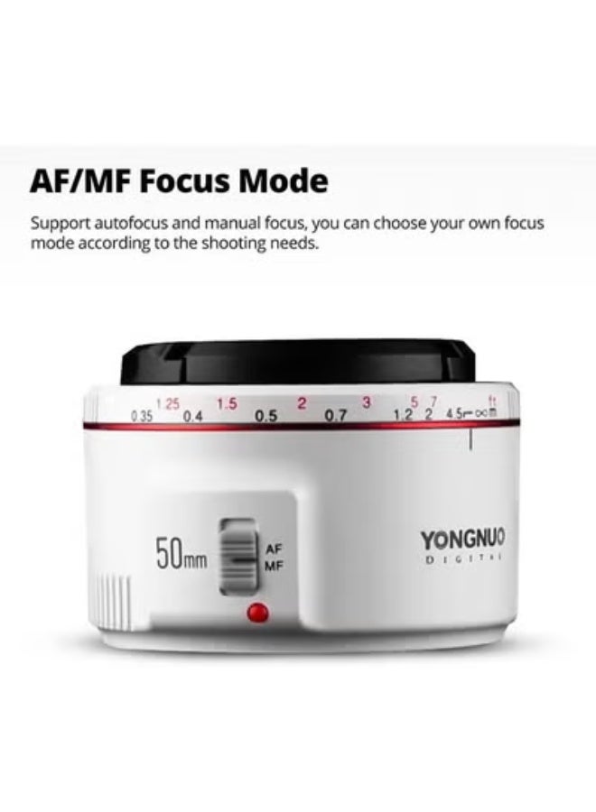 YONGNUO YN50MM f1.8 II Lens for Canon EF Mount, AF/MF 50mm f/1.8 Lens Large Aperture 0.35m Focus Distance Standard Prime Lens for Canon 5D IV 1DX I 200D II 850D 7D 6DII(YN50MM F1.8C II Black) - Image 5